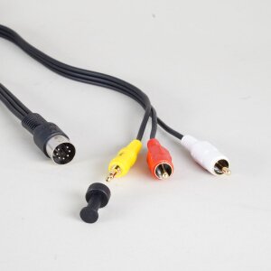 7-pin DIN <-> 2 x RCA + 3.5mm Trigger black 0.5m
