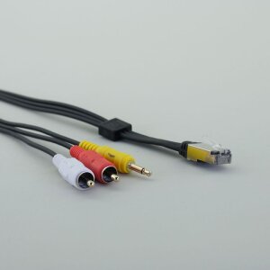 RJ45 <-> 2 x Cinch + 3.5mm Trigger schwarz 0,5m