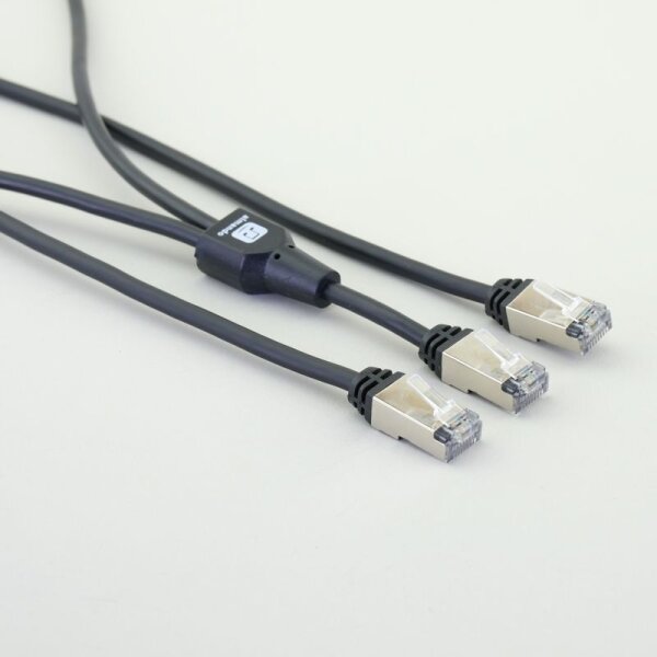 RJ45-Y-Kabel (3 x RJ45-Stecker) schwarz 1m